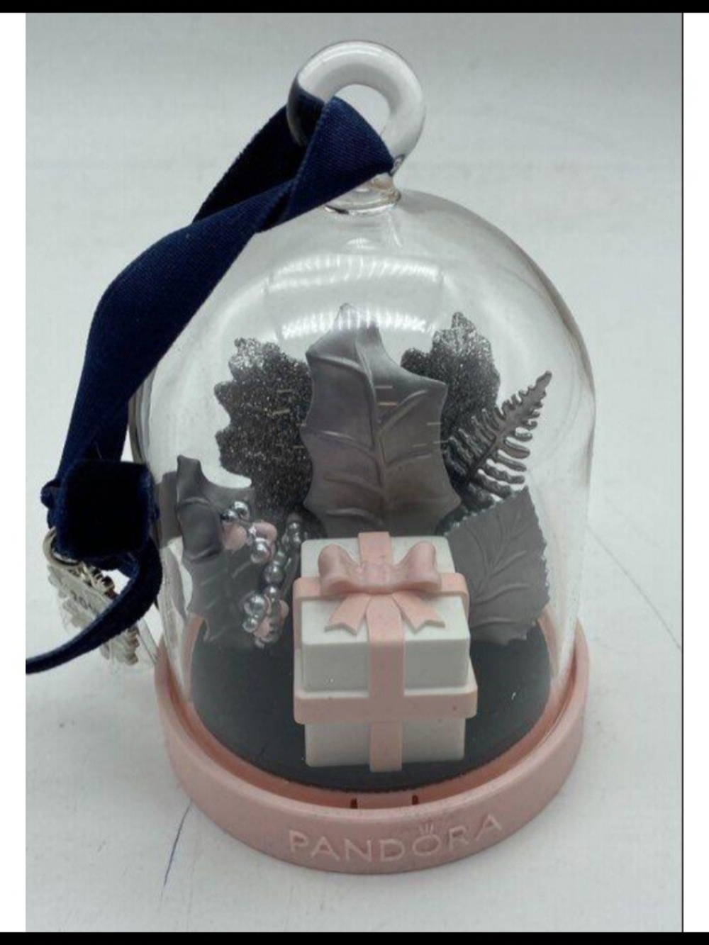 Pandora Holiday Gift Dome Ornament - Pink & Silver